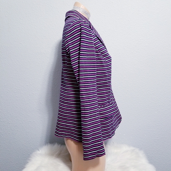 Talbots stripe office career jacket blazer LARGE petite - Picture 4 of 6